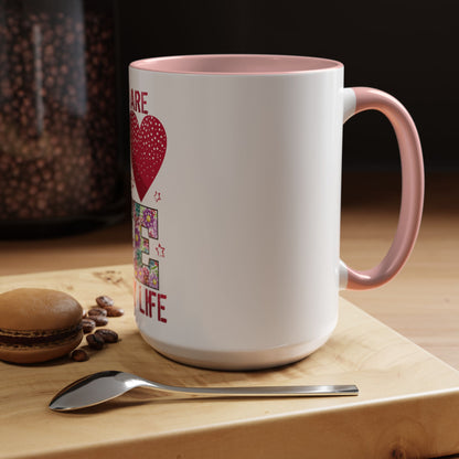 You Are the Love of My Life” Mug | Romantic Floral Coffee Cup | Cute Gift for Her, Wife, Girlfriend | Accent Coffee Mug | 11oz | 15oz)