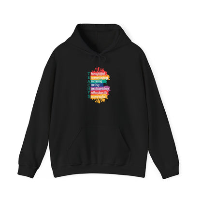 Teacher Appreciation Hoodie |  Inspirational Teacher Gift Sweatshirt | Colorful Graphic Hoodie for Educators | Librarian Rainbow Acrostic Hoodie | Proud Book Lover Sweatshirt