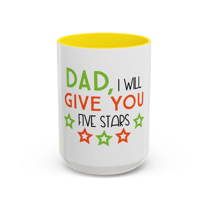 Coffee Cup | Dad I Will Give You Five Stars Mug | Funny Dad Gift | Father’s Day Mug | Cute Gift for Dad from Kids | Dad Coffee Mug