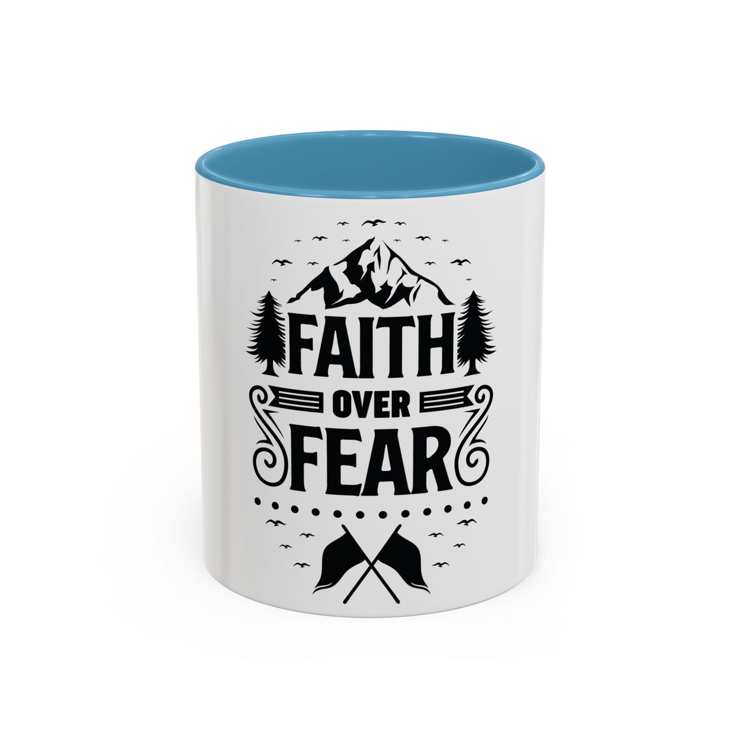 Faith Over Fear Mug | Inspirational Coffee Cup | Motivational Gift | Christian Mug | Positive Quote Drinkware | Accent Coffee Mug  | 11oz | 15oz