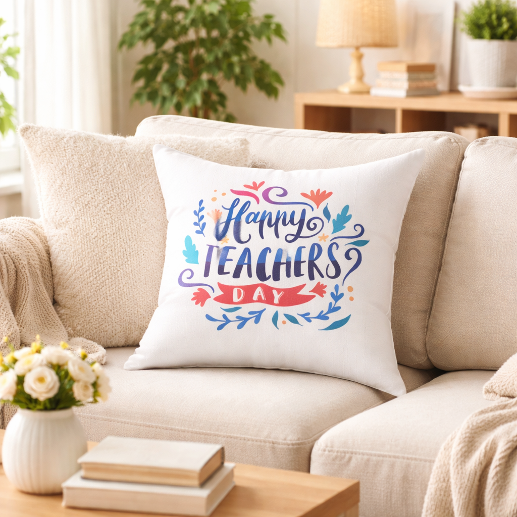 Happy Teachers Day | Cushion Cover | Teacher Appreciation Gift Pillow | Classroom Decor Throw Pillow | Gift for Teachers | Teachers Day Pillow | Happy Teachers Day |  Decorative Square Throw Pillow
