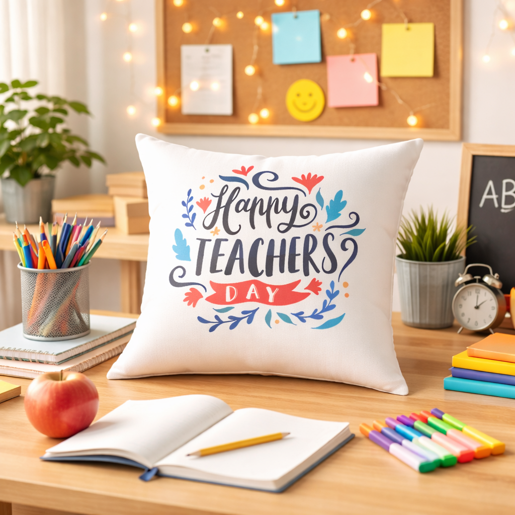 Happy Teachers Day | Cushion Cover | Teacher Appreciation Gift Pillow | Classroom Decor Throw Pillow | Gift for Teachers | Teachers Day Pillow | Happy Teachers Day |  Decorative Square Throw Pillow