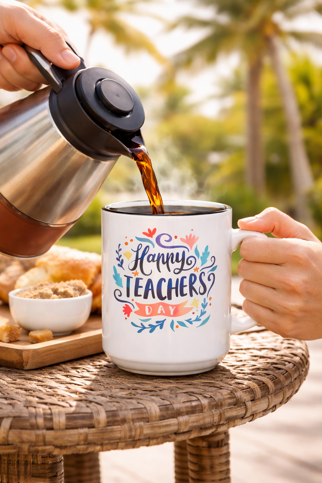 Happy Teachers Day Mug | Teacher Appreciation Coffee Cup | Gift for Teachers | Cute Floral Ceramic Mug | Happy Teachers Day Coffee Mug | Floral Teacher Appreciation Gift 11oz | 15oz