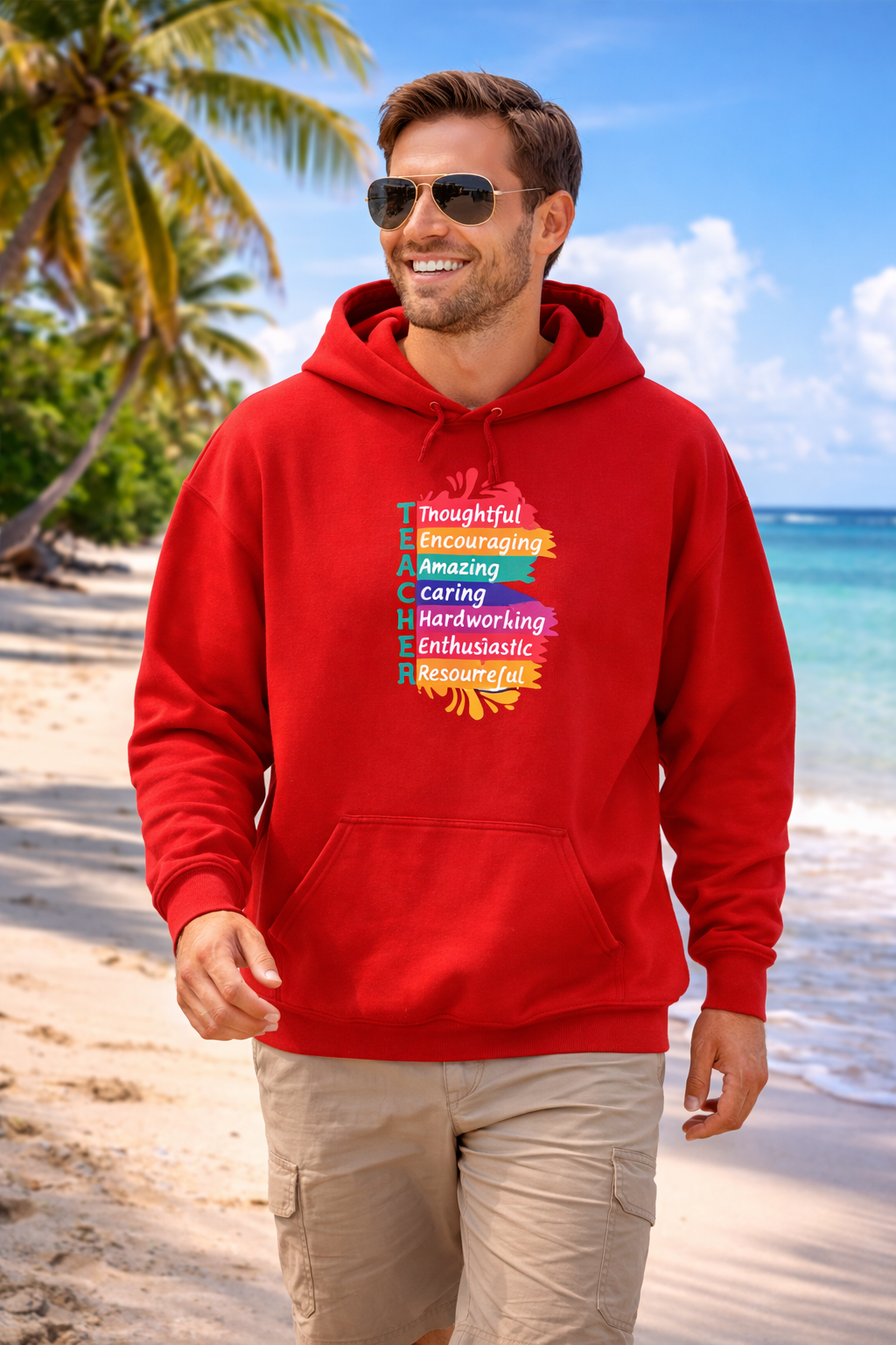 Teacher Appreciation Hoodie |  Inspirational Teacher Gift Sweatshirt | Colorful Graphic Hoodie for Educators | Librarian Rainbow Acrostic Hoodie | Proud Book Lover Sweatshirt