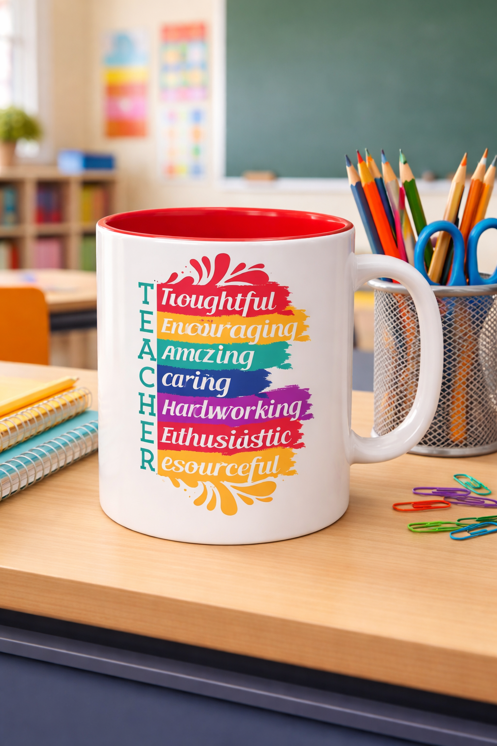 Teacher Appreciation Mug | Inspirational Teacher Gift Coffee Cup |  Classroom Desk Mug for Educators | Teacher Appreciation Coffee Mug | Colorful Acrostic |  Thoughtful | Encouraging | Amazing| 11oz...