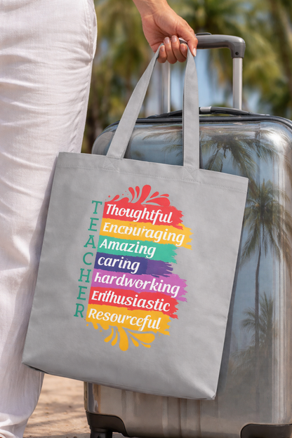 Teacher Appreciation Cotton Tote | Bag for Work | School | Everyday Use | Reusable Teacher Tote Bag |Trendy | Functional | Eco-Friendly | Carry Bag