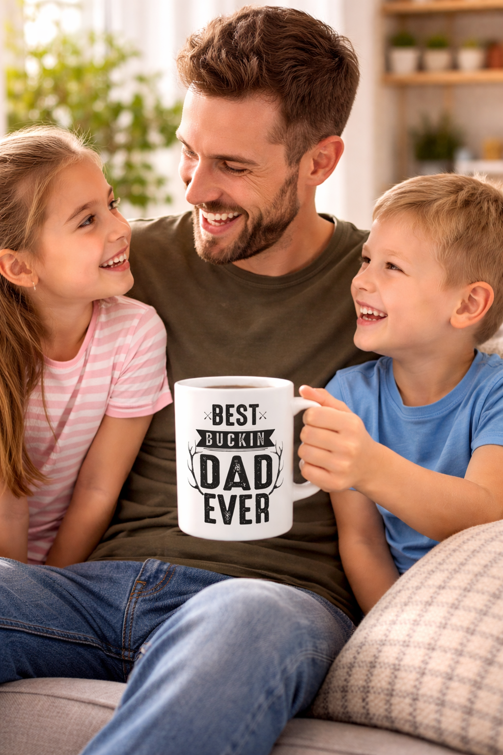 Funny Dad Gift Coffee Cup | Father’s Day Gift for Dad | Cool Dad Mug from Kids | Best Buckin' Dad Ever | Ceramic Mug | Funny Father's Day Coffee Cup |  11oz | 15oz