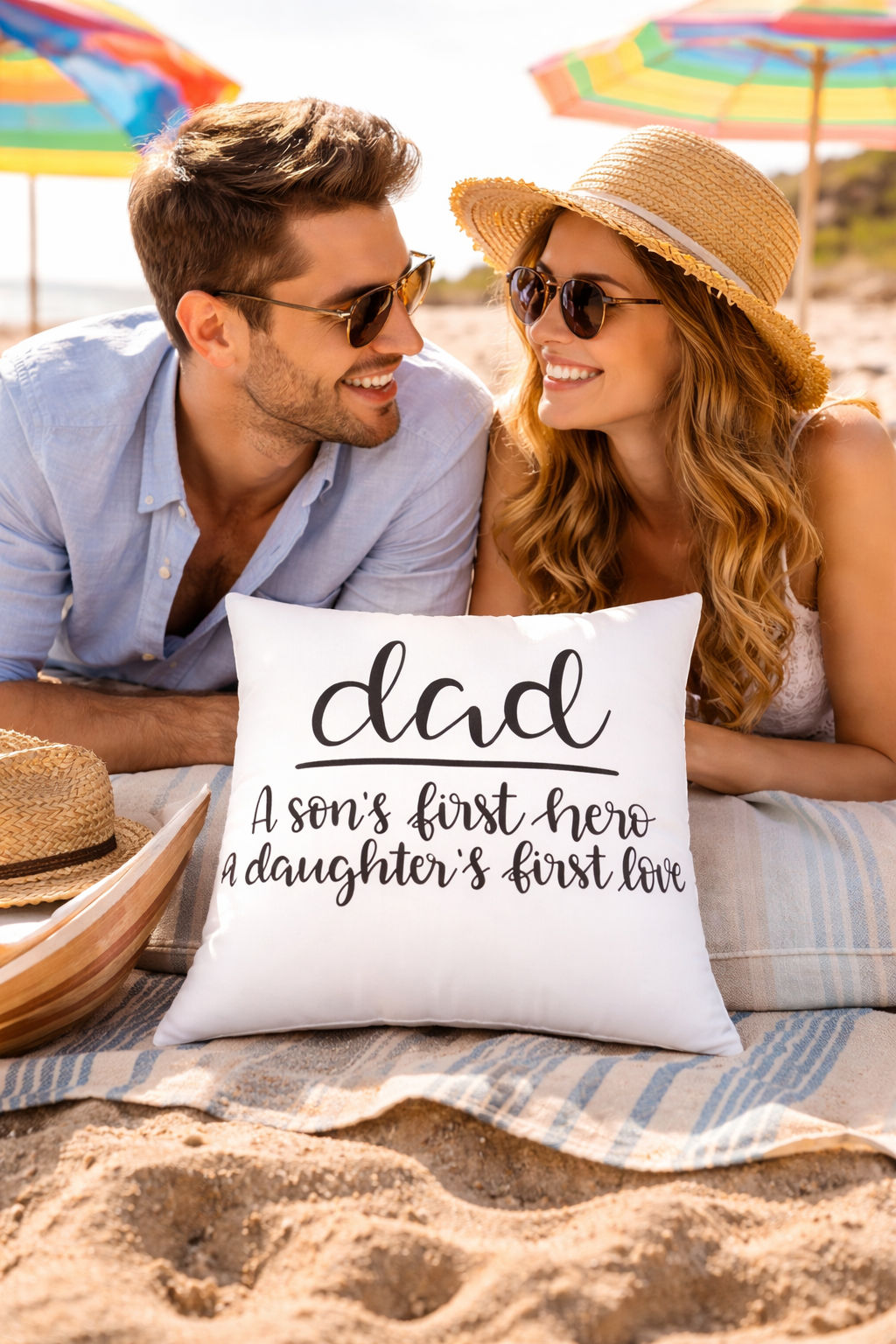 Dad Cushion Cover | A Son’s First Hero A Daughter’s First Love Pillow | Father’s Day Gift | Gift for Dad | Square Poly Canvas Pillow
