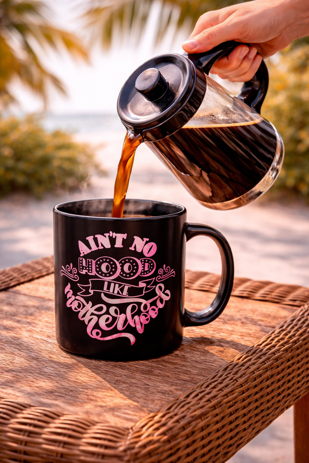 Ain’t No Hood Like Motherhood Mug | Stylish Mom Coffee Cup | Trendy Black Mug  | Gift for Moms | Black Mug  | 11oz | 15oz | Mother's Day