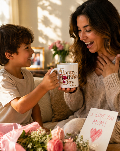 Happy Mother’s Day Mug Gift | Floral Ceramic Coffee Cup for Mum | Garden Relaxation Gift Idea for Mom | Ceramic Mug  | 11oz | 15oz