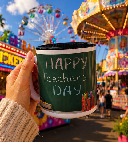 Happy Teachers Day Mug | Teacher Appreciation Gift Coffee Cup | Cute School Gift Idea for Teachers | Accent Coffee Mug | 11oz | 15oz
