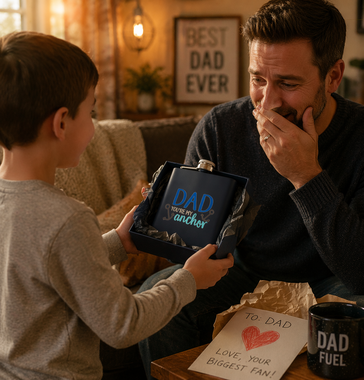 Funny Dad Gift Flask  | Dad You’re My Anchor | Father’s Day Gift for Dad, | Husband | New Dad | BBQ Gift | Flask  6oz | Stainless Steel  | Hip Flask