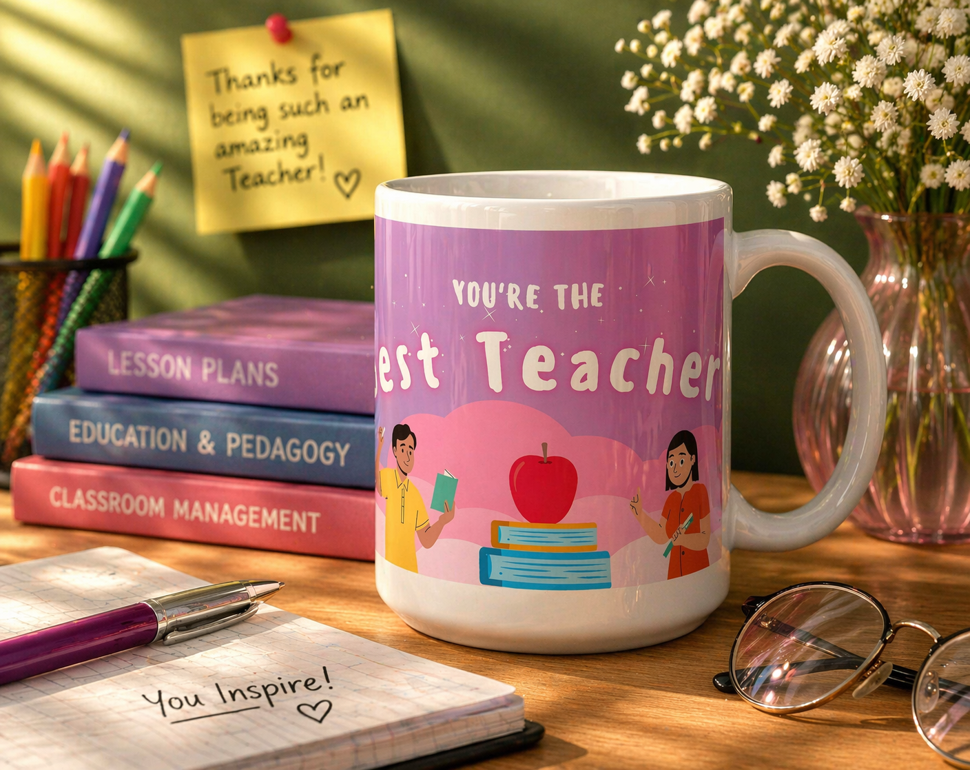 Teacher Mug | Best Teacher Ever Mug | Cute Appreciation Gift for Teachers | Thank You Gift Idea |Ceramic Mug | 11oz | 15oz