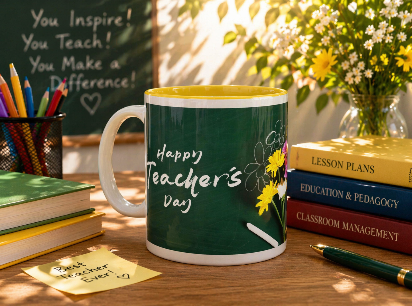 Best Teacher Ever Mug | Cute Appreciation Gift for Teachers | Thank You Gift Idea | Accent Coffee Mug | 11oz | 15oz