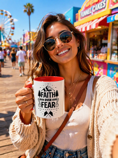 Faith Over Fear Mug | Inspirational Coffee Cup | Motivational Gift | Christian Mug | Positive Quote Drinkware | Accent Coffee Mug  | 11oz | 15oz