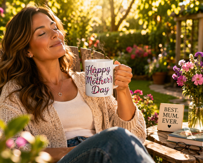 Happy Mother’s Day Mug Gift  | Floral Ceramic Coffee Cup for Mum | Gift Idea for Mom | Ceramic Mug | 11oz | 15oz