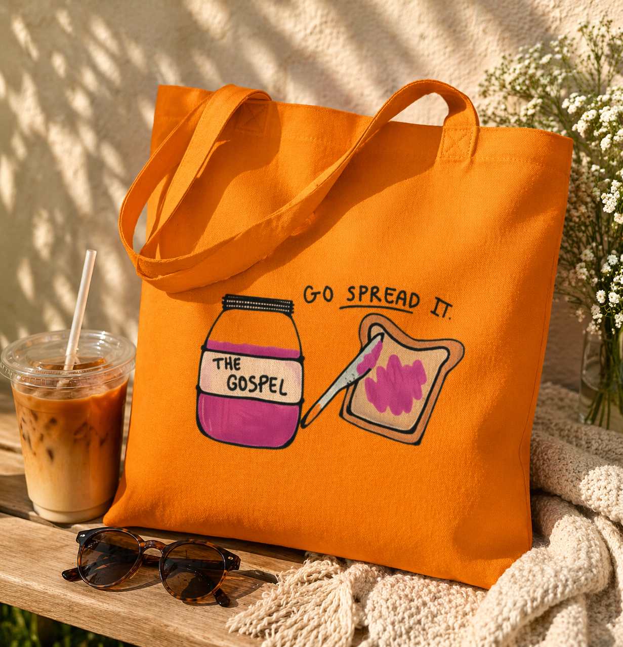 Tote Bag | Go Spread It | Go Spread The Gospel Tote Bag | Christian Canvas Tote Bag for Church | Bible Study | Everyday Use