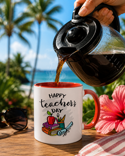 Happy Teacher’s Day Mug | Teacher Appreciation Coffee Mug | Cute Classroom Gift, Ceramic Teacher Cup