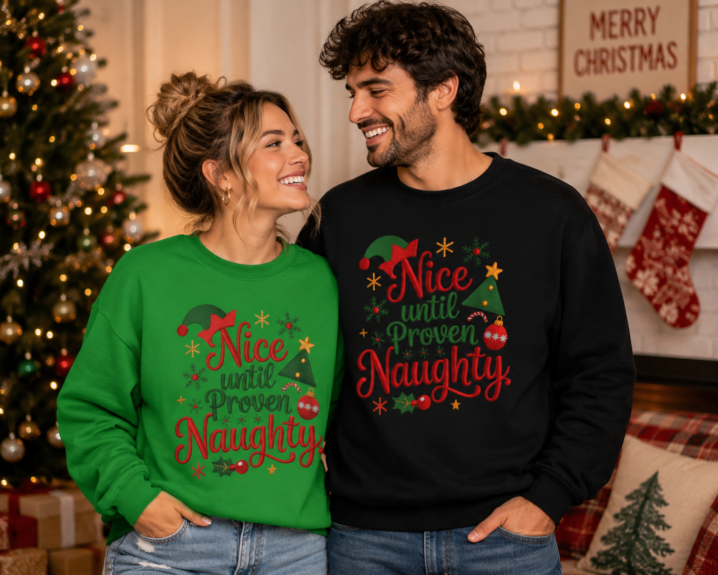 Christmas Sweatshirt  | Unisex Funny Holiday Crewneck | Matching Christmas Couple Sweatshirt