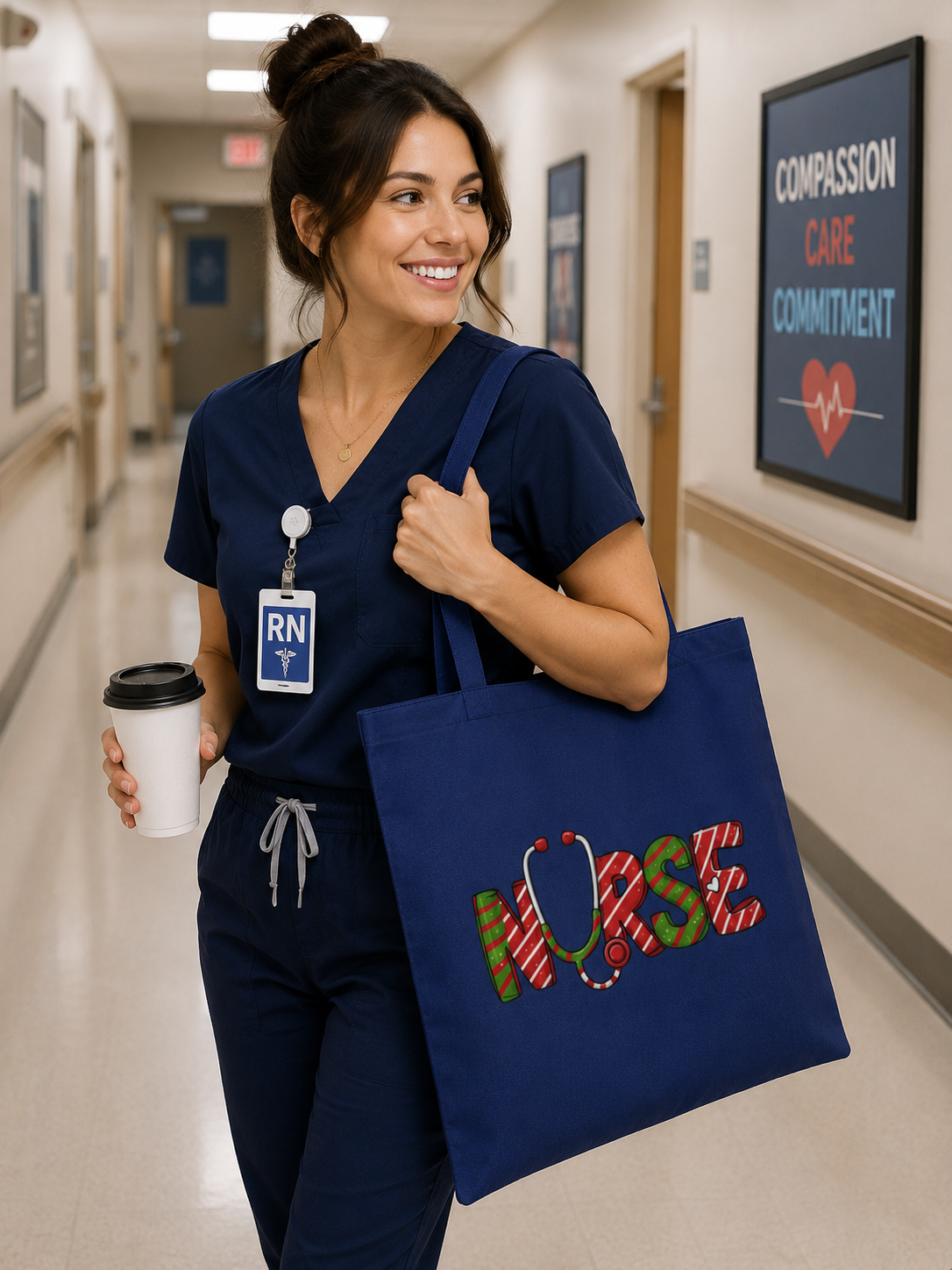 Nurse Christmas Tote Bag | Nurse Canvas Tote | Cotton Tote