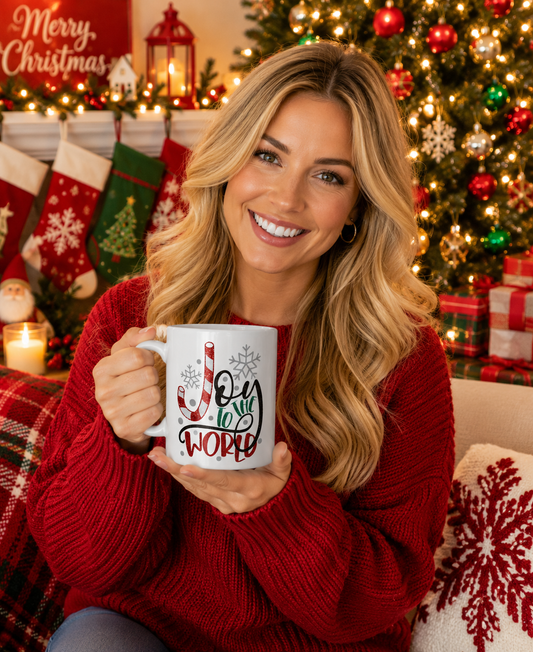 Joy to the World Christmas Mug, Holiday Coffee Cup | Festive Winter Mug | Christmas Coffee Lover Gift | Merry Christmas Mug | Holiday Drinkware | Seasonal Gift | 11oz | 15oz
