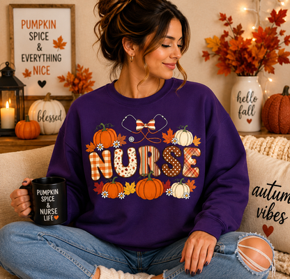 Nurse | Halloween Sweatshirt | Ghost Sweatshirt | Fall Sweatshirt | Pumpkin Sweatshirt | Cozy Sweatshirt | Halloween Top | Halloween Party