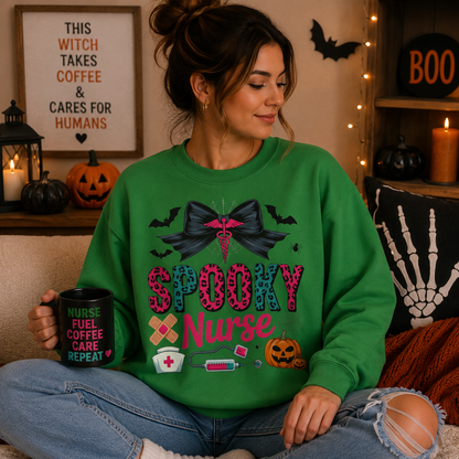 Nurse | Halloween Sweatshirt | Ghost Sweatshirt | Fall Sweatshirt | Pumpkin Sweatshirt | Cozy Sweatshirt | Halloween Top | Halloween Party