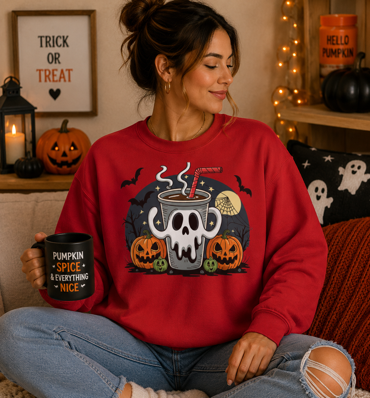 Spooky Sweatshirt | Halloween Sweatshirt | Ghost Sweatshirt | Autumn Sweatshirt | Fall Sweatshirt | Vintage Sweatshirt| Retro Sweatshirt