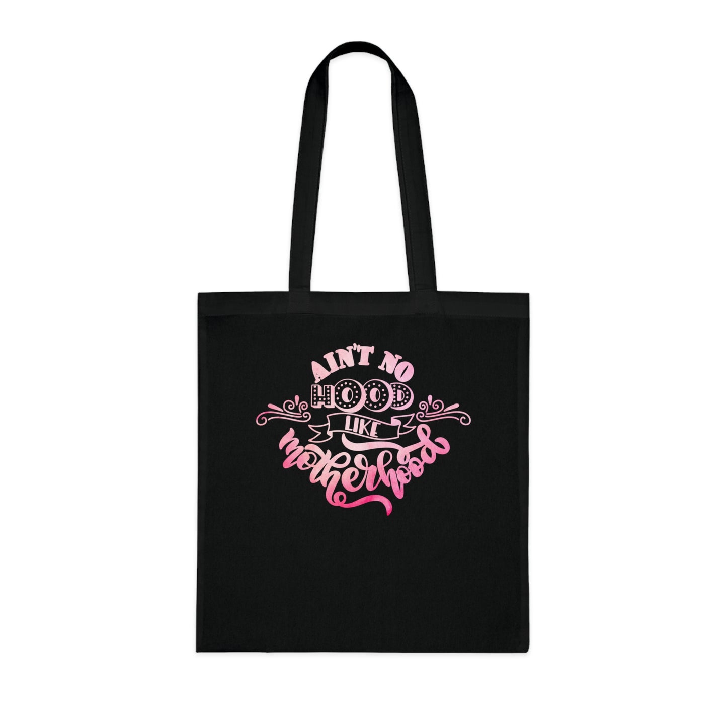 Stylish Canvas Tote for Moms | Everyday Carry & Gift Idea | Ain't No Hood Like Motherhood Cotton Tote | Pink Mom Tote Bag