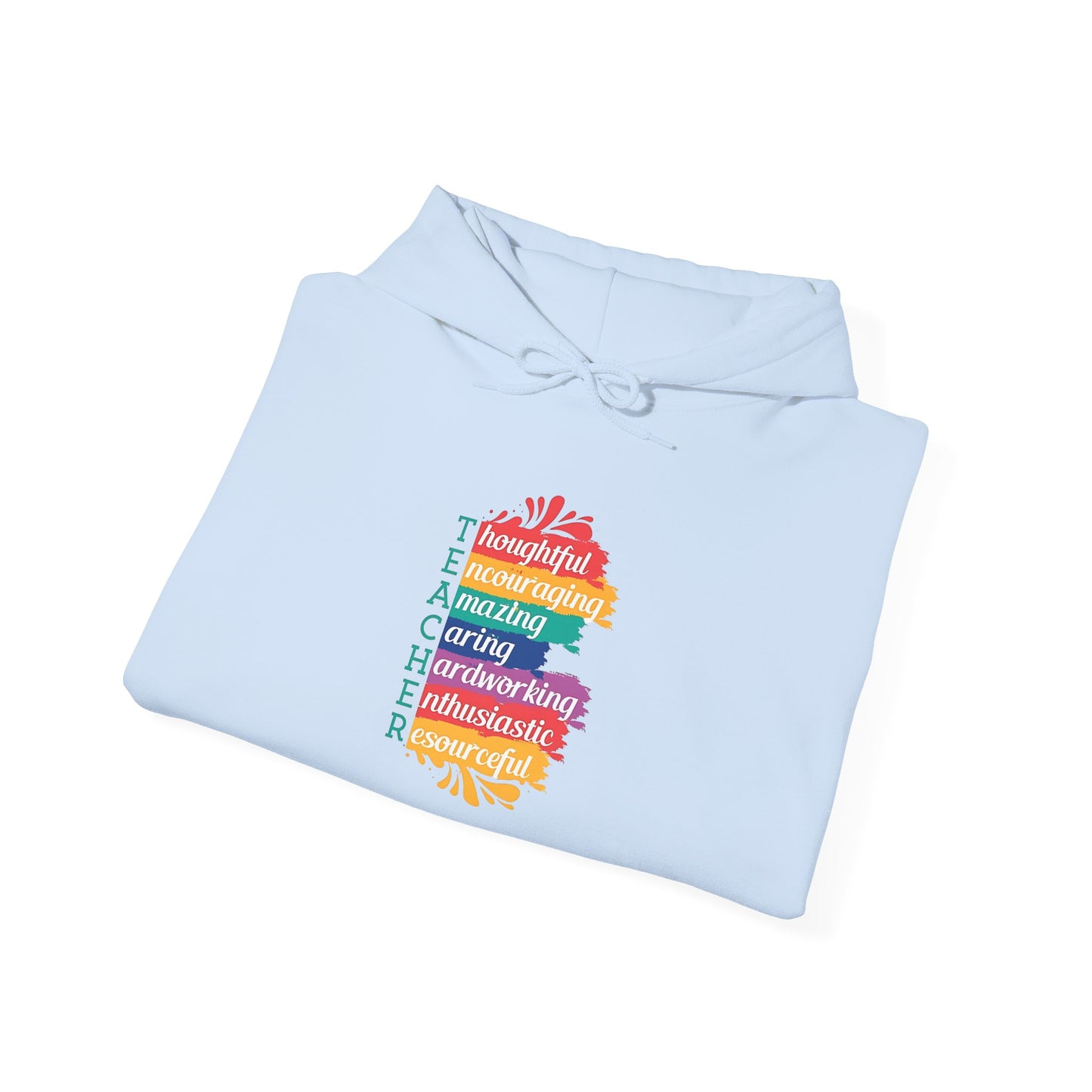 Teacher Appreciation Hoodie |  Inspirational Teacher Gift Sweatshirt | Colorful Graphic Hoodie for Educators | Librarian Rainbow Acrostic Hoodie | Proud Book Lover Sweatshirt