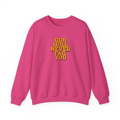 Pink sweatshirt with religious text.| GrindGlow Apparel