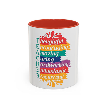 Teacher Appreciation Mug | Inspirational Teacher Gift Coffee Cup |  Classroom Desk Mug for Educators | Teacher Appreciation Coffee Mug | Colorful Acrostic |  Thoughtful | Encouraging | Amazing| 11oz...