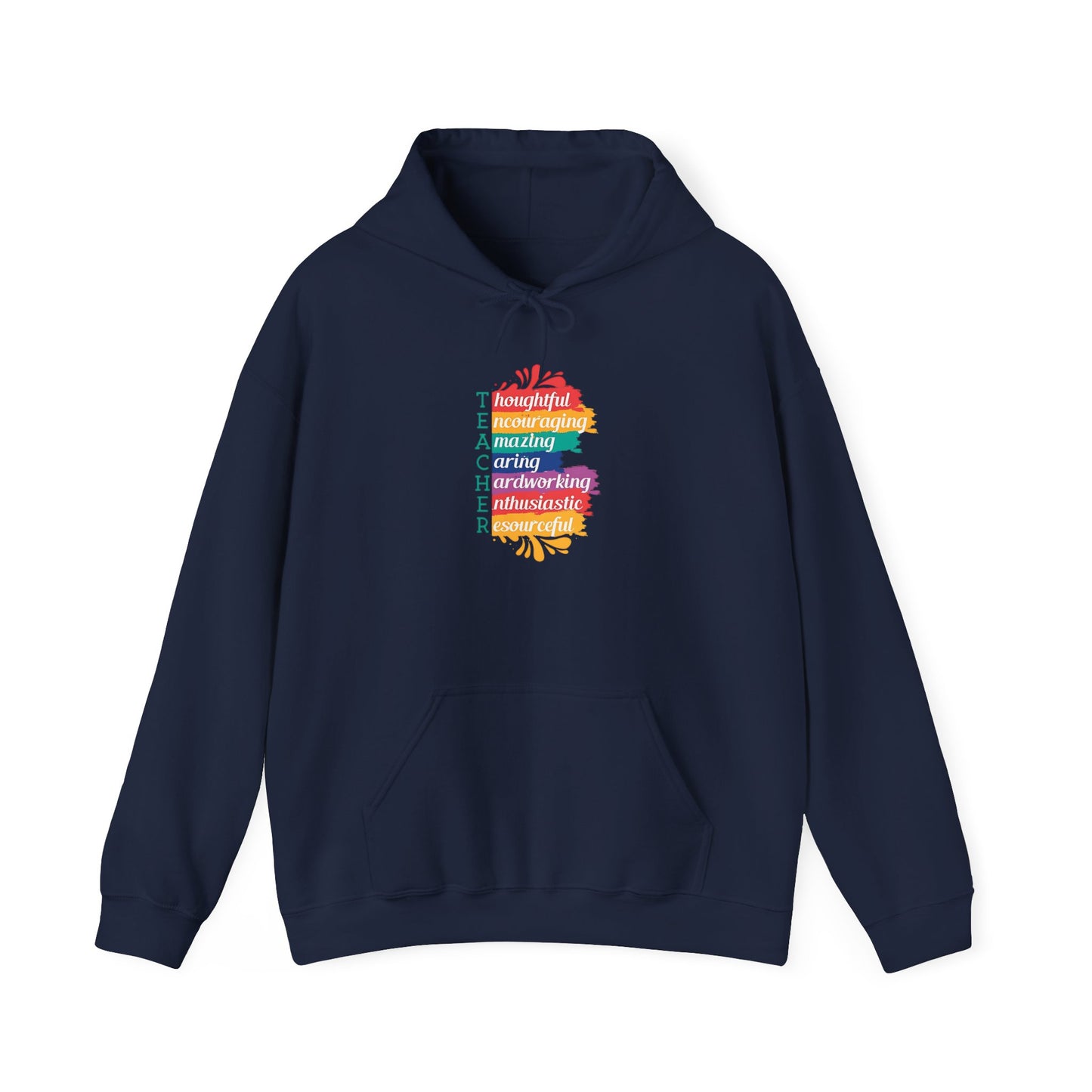 Teacher Appreciation Hoodie |  Inspirational Teacher Gift Sweatshirt | Colorful Graphic Hoodie for Educators | Librarian Rainbow Acrostic Hoodie | Proud Book Lover Sweatshirt