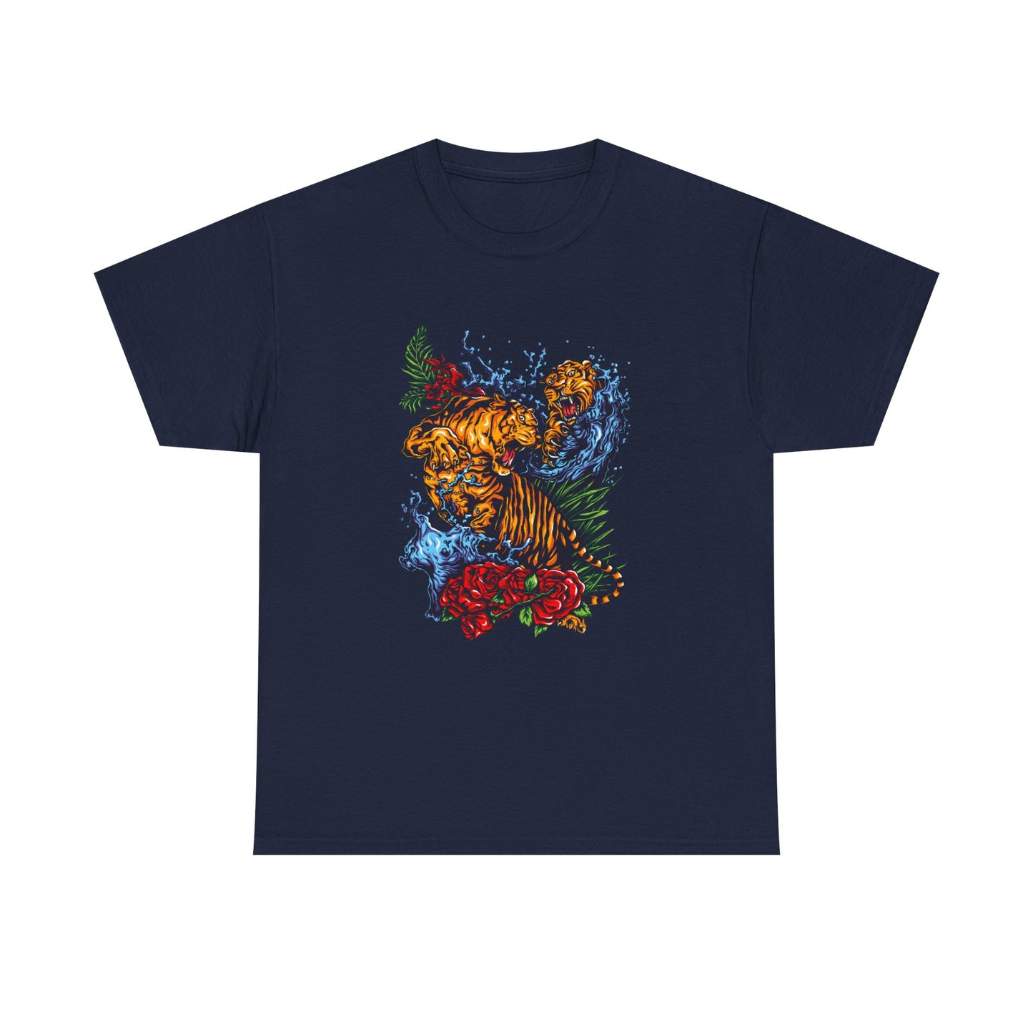Savage Tiger Floral Graphic Tee  | Bold Streetwear Animal Print Tee | Tiger & Rose Graphic Tee | Bold Floral Ninja Tiger T-Shirt