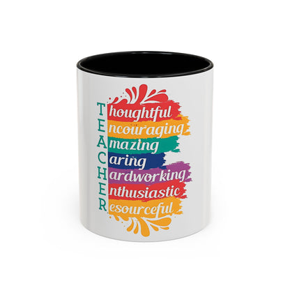 Teacher Appreciation Mug | Inspirational Teacher Gift Coffee Cup |  Classroom Desk Mug for Educators | Teacher Appreciation Coffee Mug | Colorful Acrostic |  Thoughtful | Encouraging | Amazing| 11oz...