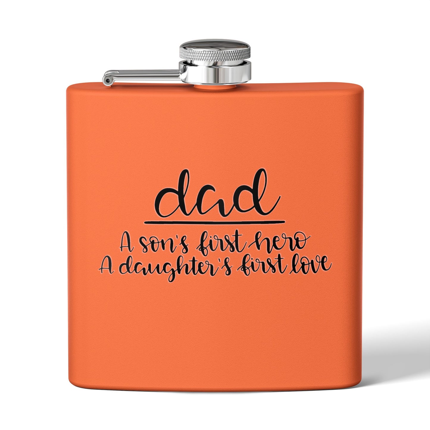 Dad Flask | A Son’s First Hero | A Daughter’s First Love | 6oz Stainless Steel Hip Flask | Father’s Day Gift | 6 oz
