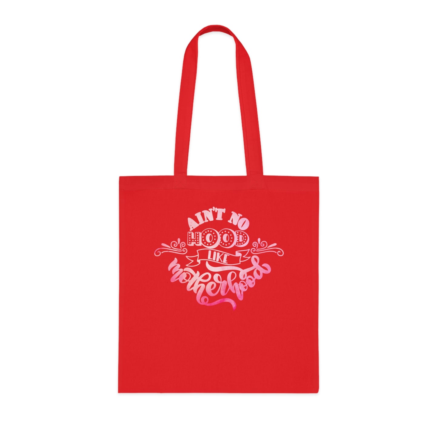Stylish Canvas Tote for Moms | Everyday Carry & Gift Idea | Ain't No Hood Like Motherhood Cotton Tote | Pink Mom Tote Bag