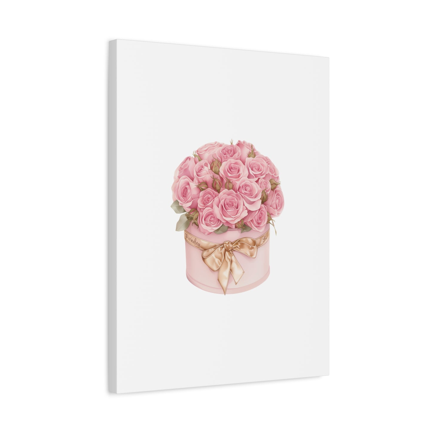 Pink Rose Bouquet Box Wall Art Print | Elegant Floral Gift Decor | Matte Canvas