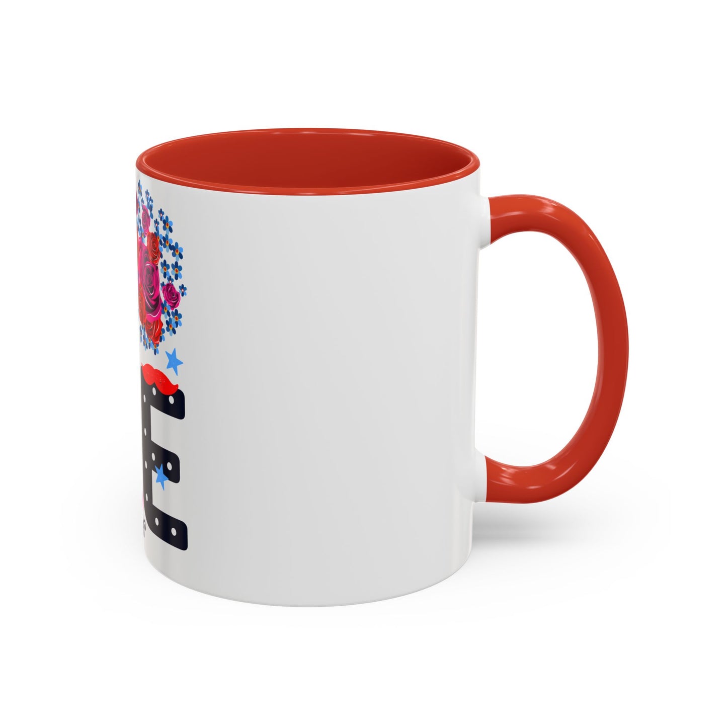 LOVE Floral Mug | Cute Aesthetic Coffee Cup with Heart | Rose Design | Gift for Her, Girlfriend, Wife | Stylish Ceramic Mug Accent Coffee Mug (11oz, 15oz)