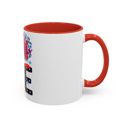 LOVE Floral Mug | Cute Aesthetic Coffee Cup with Heart | Rose Design | Gift for Her, Girlfriend, Wife | Stylish Ceramic Mug Accent Coffee Mug (11oz, 15oz)