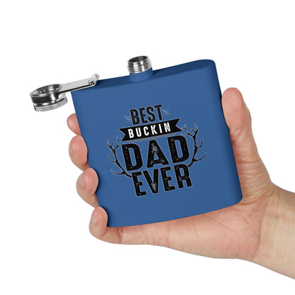 Best Buckin Dad Ever Stainless Steel Flask |  6oz Fathers Day Gift | 6 oz | Best Buckin Dad Ever Flask | Funny Father’s Day Gift | Stainless Steel Hip Flask for Dad