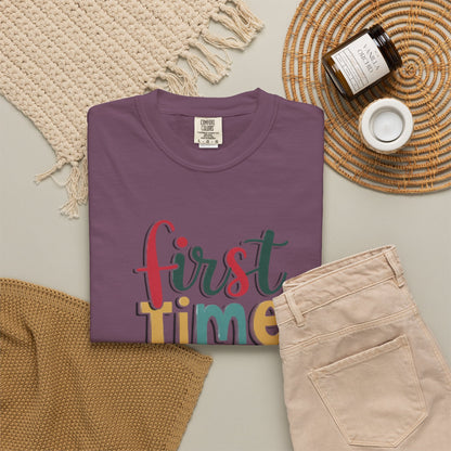 First Time Mama Tee | Trendy Motherhood Shirt for New Moms | Gift for Her | New Mom T-Shirt |‘First Time Mom’ Cute Graphic Tee | Perfect Baby Shower Gift