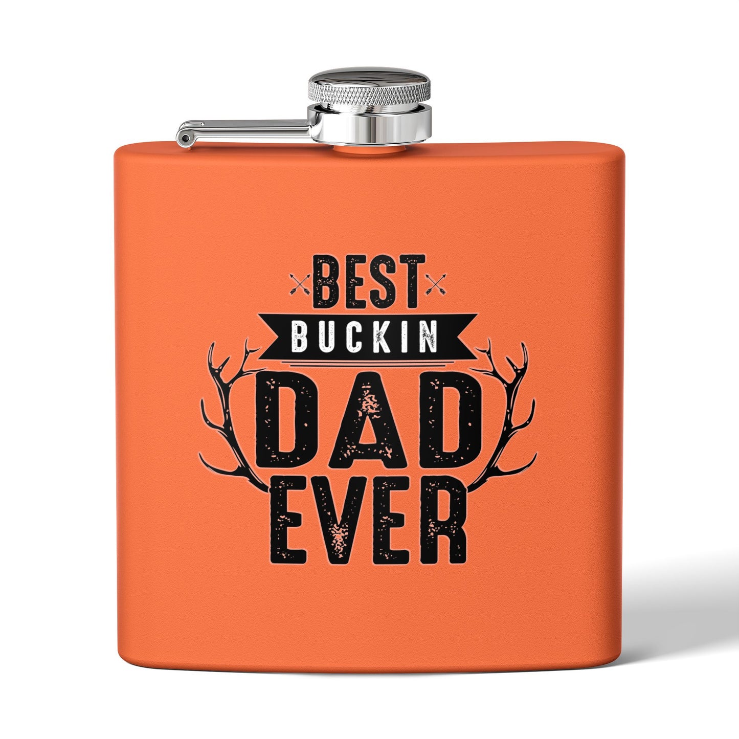 Best Buckin Dad Ever Stainless Steel Flask |  6oz Fathers Day Gift | 6 oz | Best Buckin Dad Ever Flask | Funny Father’s Day Gift | Stainless Steel Hip Flask for Dad