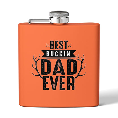 Best Buckin Dad Ever Stainless Steel Flask |  6oz Fathers Day Gift | 6 oz | Best Buckin Dad Ever Flask | Funny Father’s Day Gift | Stainless Steel Hip Flask for Dad