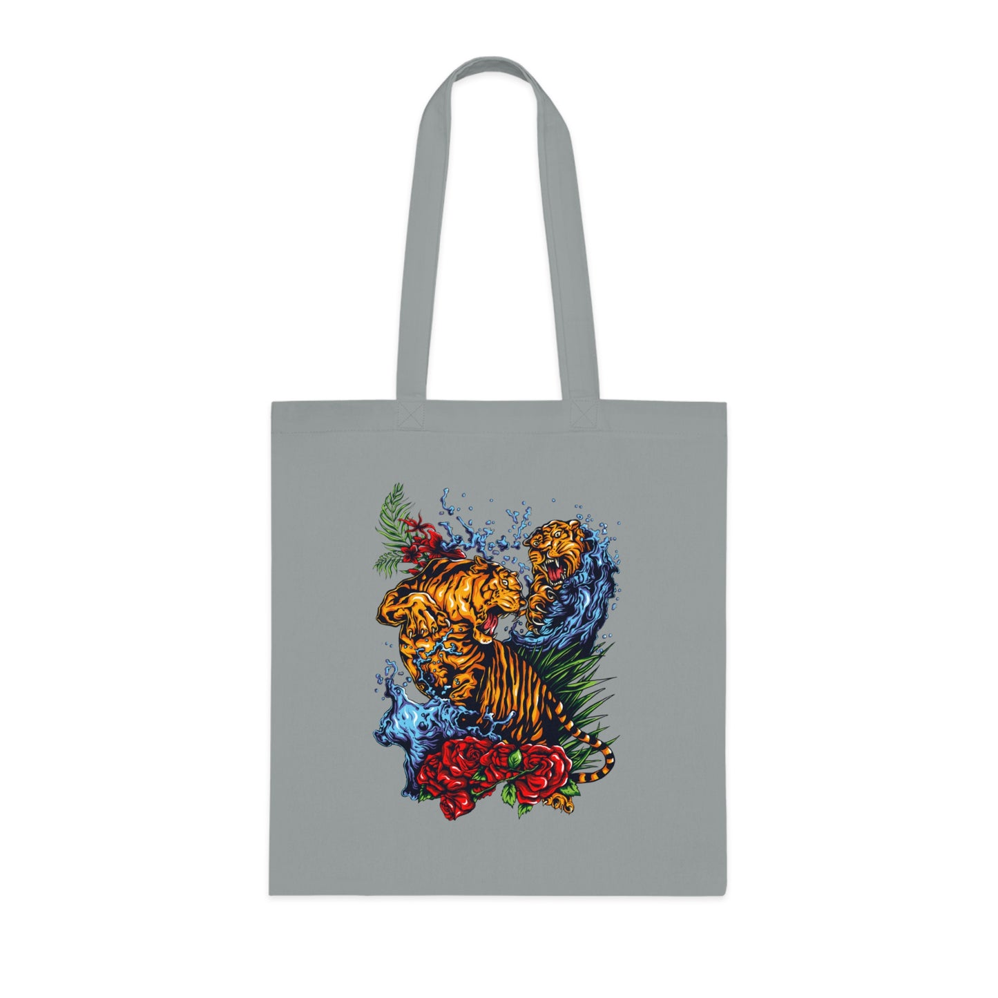 Tiger Floral Tote Bag | Bold Animal Print Canvas Tote Bag | Cotton Tote