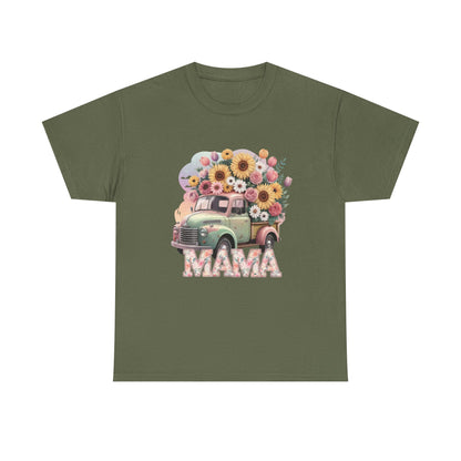 T-Shirt | Vintage Floral Mom Tee | Mama Vintage Truck Floral Tee | Mama Flower Truck Graphic Tee