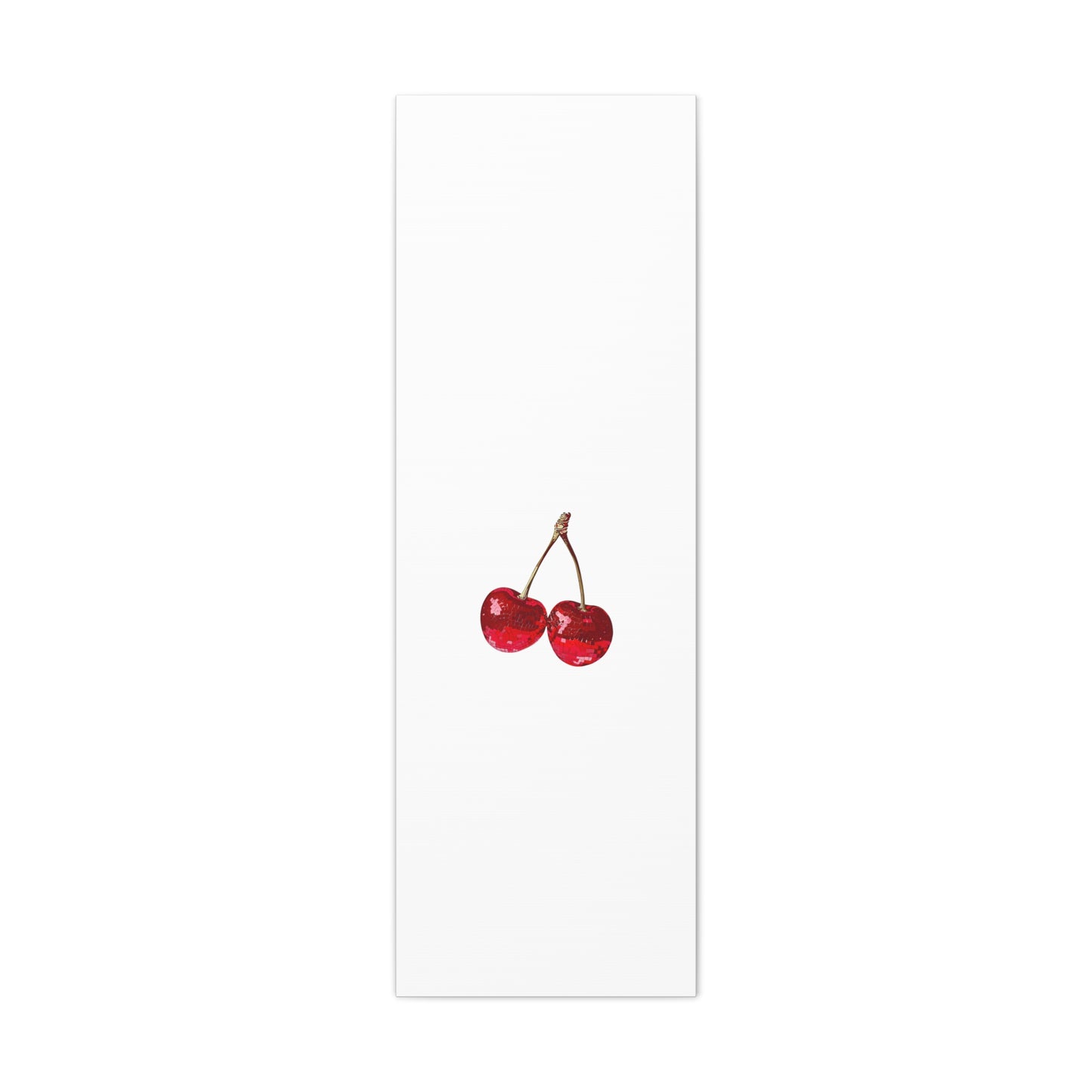 Red Glitter Disco Cherry Wall Art Print | Sparkly Pop Art Fruit Decor | Cherry Duo Matte Canvas Print | Minimal Fruit Wall Art
