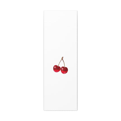 Red Glitter Disco Cherry Wall Art Print | Sparkly Pop Art Fruit Decor | Cherry Duo Matte Canvas Print | Minimal Fruit Wall Art