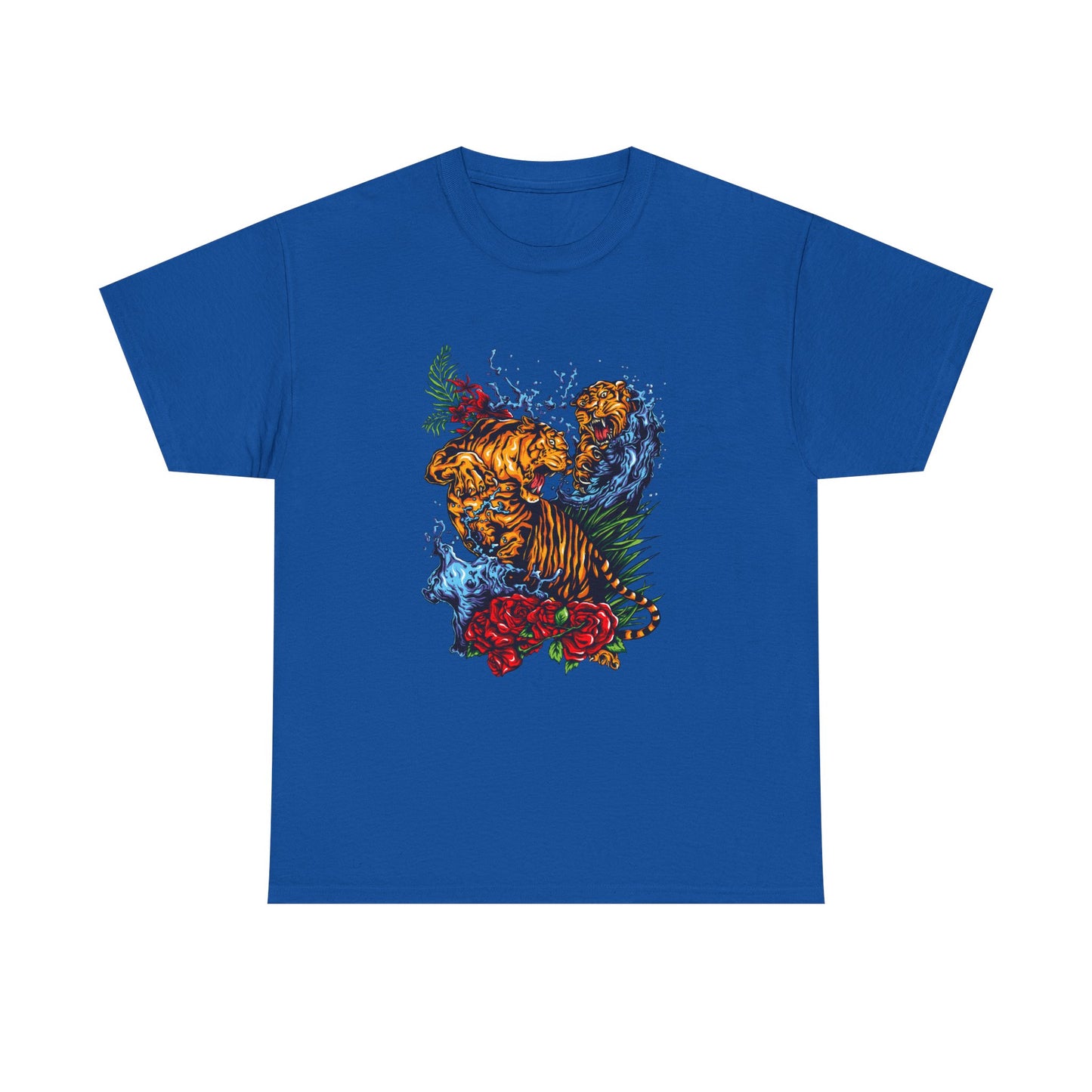 Savage Tiger Floral Graphic Tee  | Bold Streetwear Animal Print Tee | Tiger & Rose Graphic Tee | Bold Floral Ninja Tiger T-Shirt