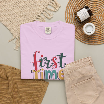 First Time Mama Tee | Trendy Motherhood Shirt for New Moms | Gift for Her | New Mom T-Shirt |‘First Time Mom’ Cute Graphic Tee | Perfect Baby Shower Gift